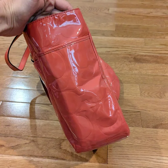 Coach Coral Patent Leather Tote Bag - Picture 3 of 14